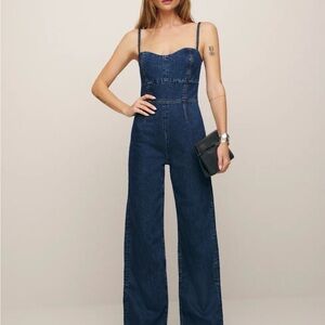 Reformation Daphne Wide Leg Denim Jumpsuit